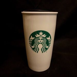 Starbucks 2011 Ceramic Travel Coffee Mug Tumbler White 12oz